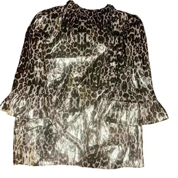 Figue women’s blouse Marceline Metallic Leopard Silk Top nwt size XS - Picture 6 of 6